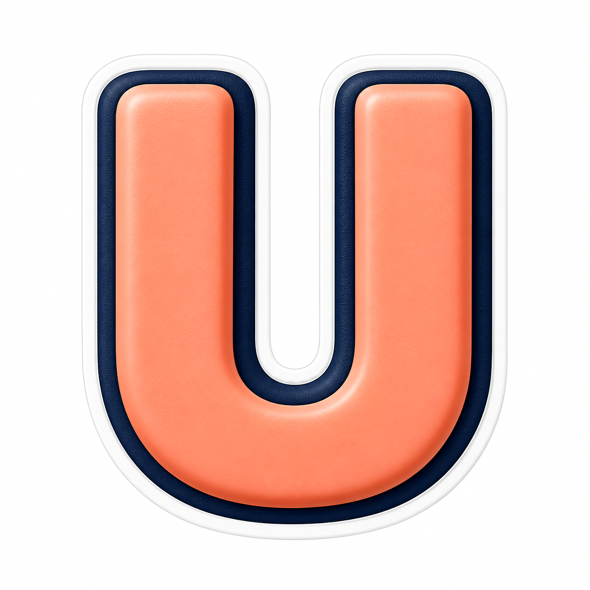 Peach Letter U with Navy Outline Art Vinyl Decal Stickers