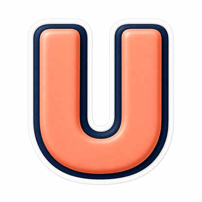 Peach Letter U with Navy Outline Art Vinyl Decal Stickers