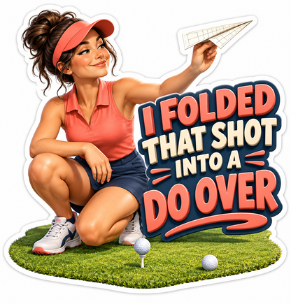 Woman Golfer Paper Airplane Do Over Quote Vinyl Decal Stickers