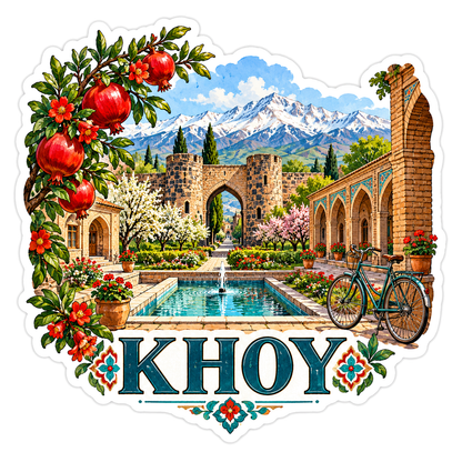 Khoy Pomegranate Courtyard Travel Art Vinyl Decal Stickers