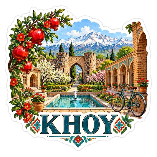 Khoy Pomegranate Courtyard Travel Art Vinyl Decal Stickers