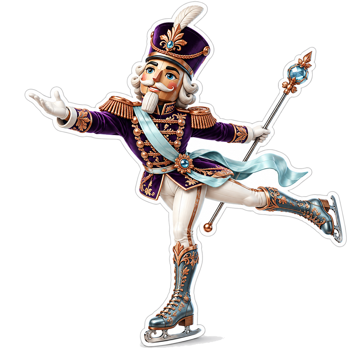 Purple Nutcracker Soldier on Ice Skates Vinyl Decal Stickers