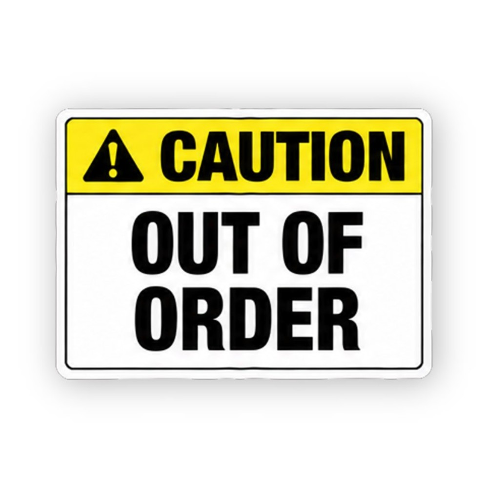 Yellow Out Of Order Bold Text Panel Vinyl Decal Stickers