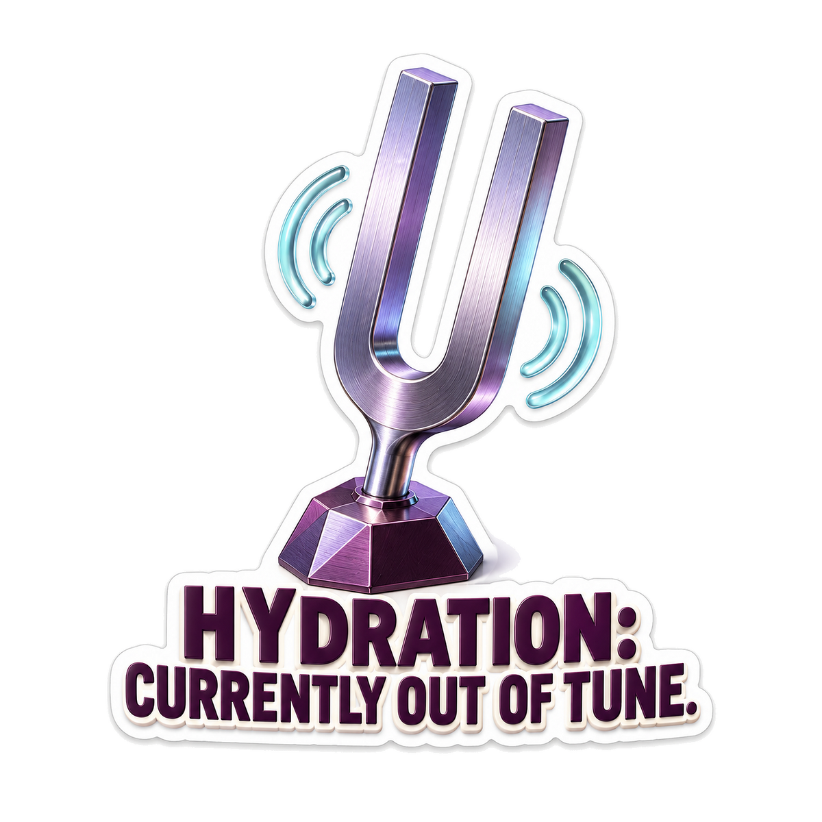 Purple Tuning Fork with Out of Tune Lettering Vinyl Decal Stickers