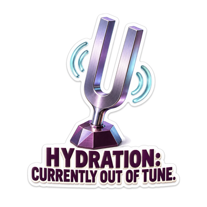 Purple Tuning Fork with Out of Tune Lettering Vinyl Decal Stickers
