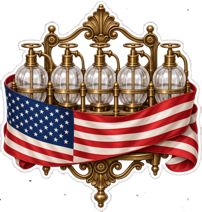 American Flag Ornate Glass Bottle Rack Art Vinyl Decal Stickers