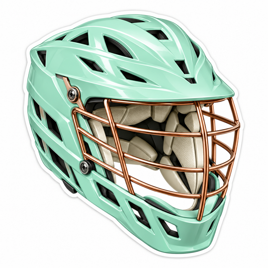Mint Sports Helmet with Copper Face Cage Vinyl Decal Stickers