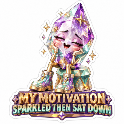 Seated Sparkling Crystal Character Art Vinyl Decal Stickers