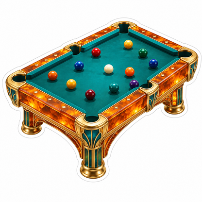 Amber Gold Billiards Table With Green Felt Art Vinyl Decal Stickers