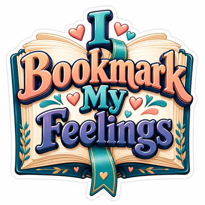 Open Book Hearts and Bookmark Quote Vinyl Decal Stickers