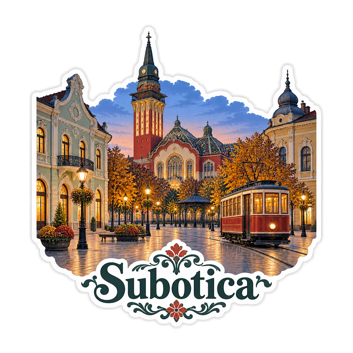 Subotica Twilight Square Art Vinyl Decal Stickers