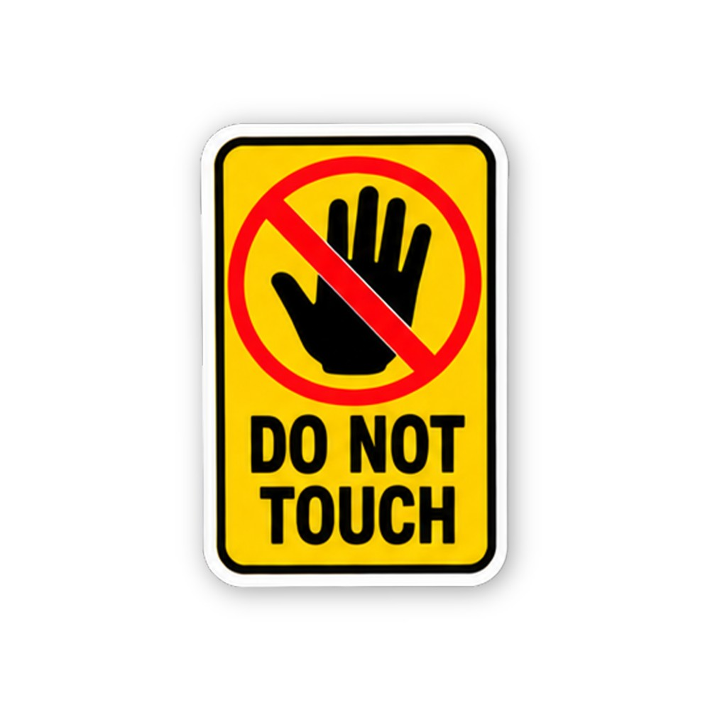 Yellow Do Not Touch Red Crossed Palm Portrait Vinyl Decal Stickers