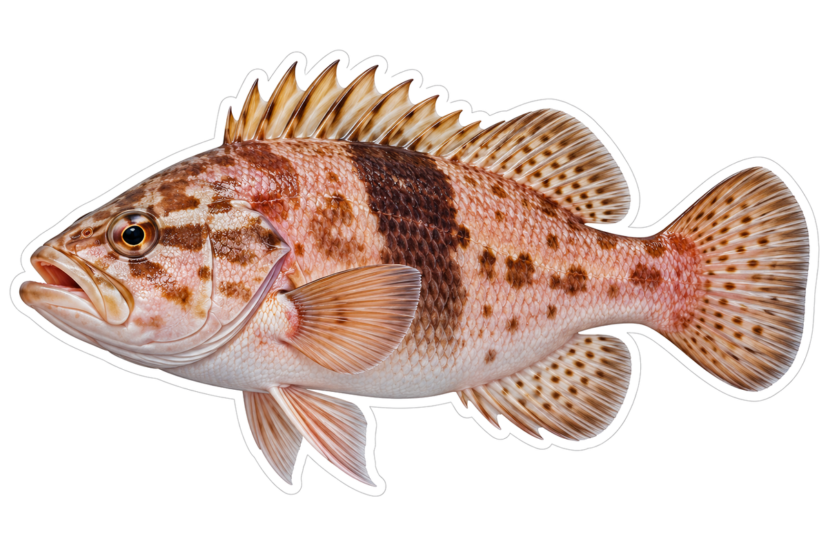 Pink Fish with Brown Belt and Spots Art Vinyl Decal Stickers