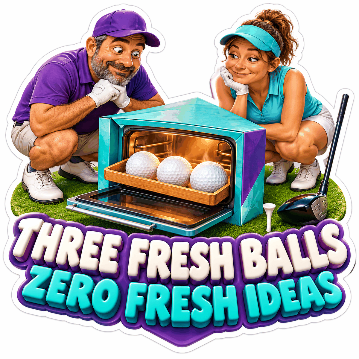 Golf Three Fresh Balls Oven Quote Vinyl Decal Stickers