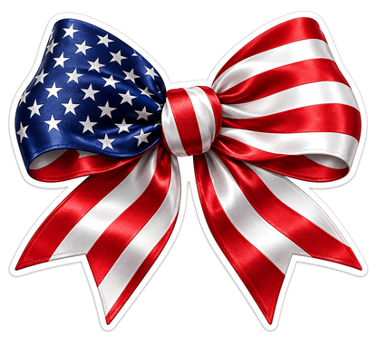 American Flag Satin Ribbon Bow Art Vinyl Decal Stickers