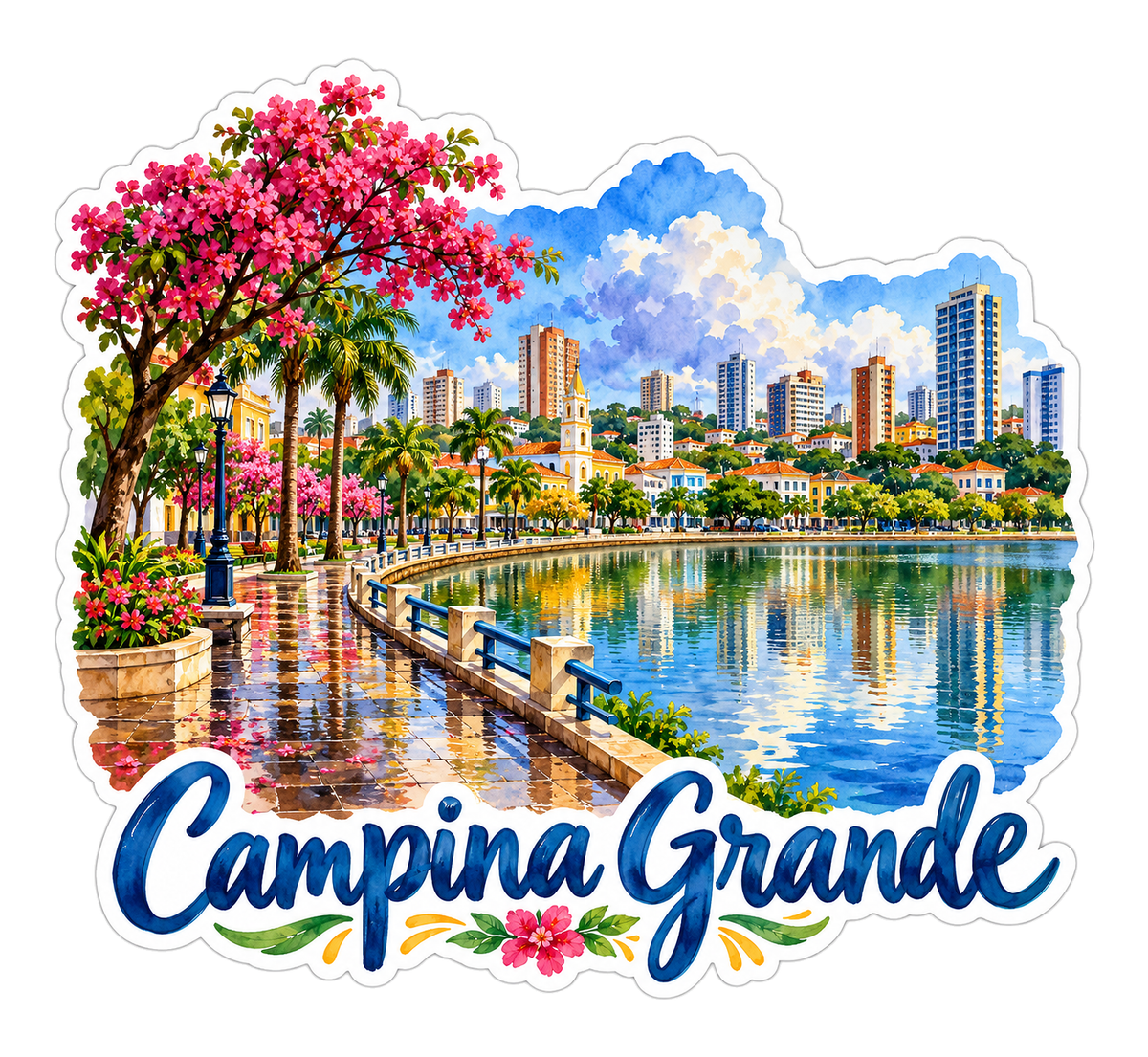 Campina Grande Flowering Lakeside Promenade Vinyl Decal Stickers