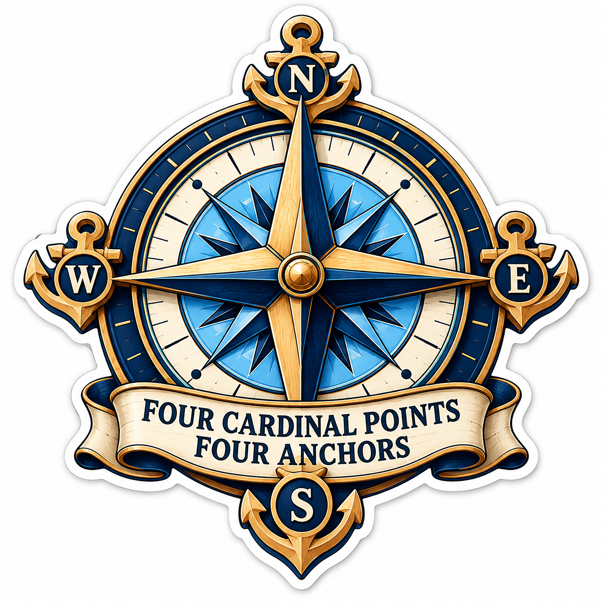 Four Cardinal Points Anchor Compass Art Vinyl Decal Stickers