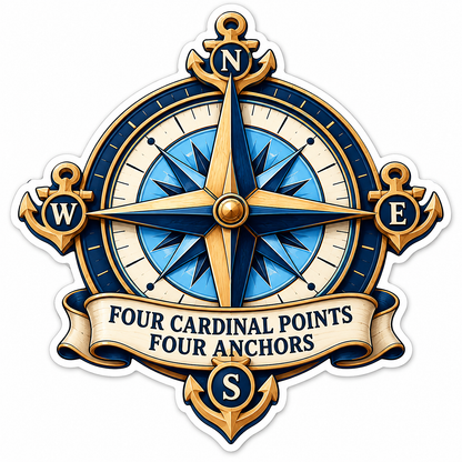 Four Cardinal Points Anchor Compass Art Vinyl Decal Stickers