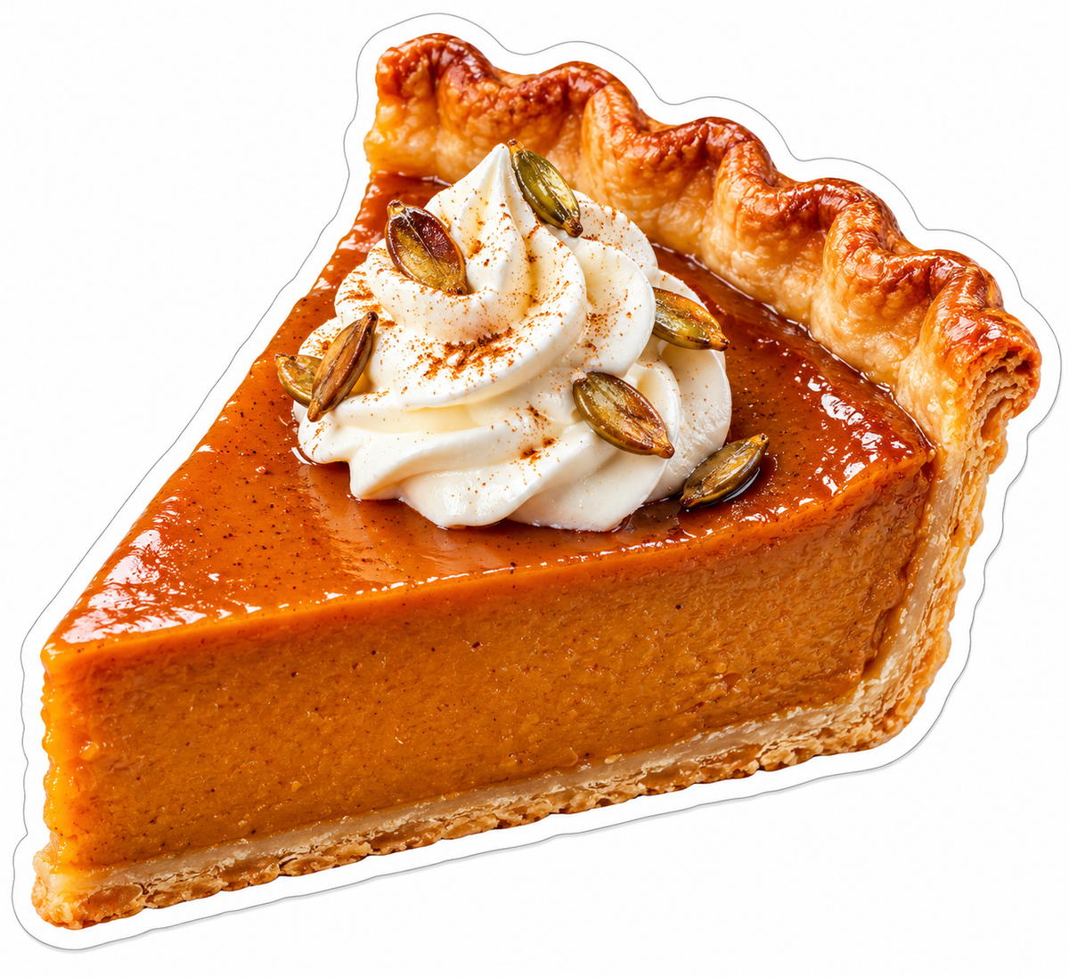 Pumpkin Pie Slice with Cream and Seeds Vinyl Decal Stickers