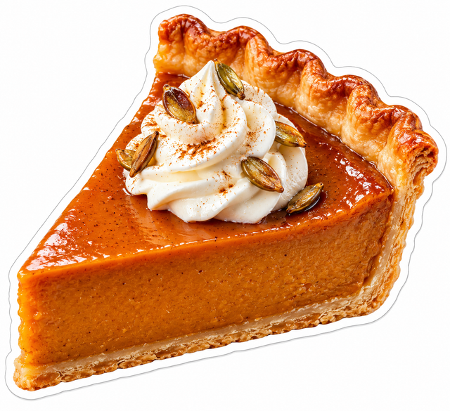 Pumpkin Pie Slice with Cream and Seeds Vinyl Decal Stickers