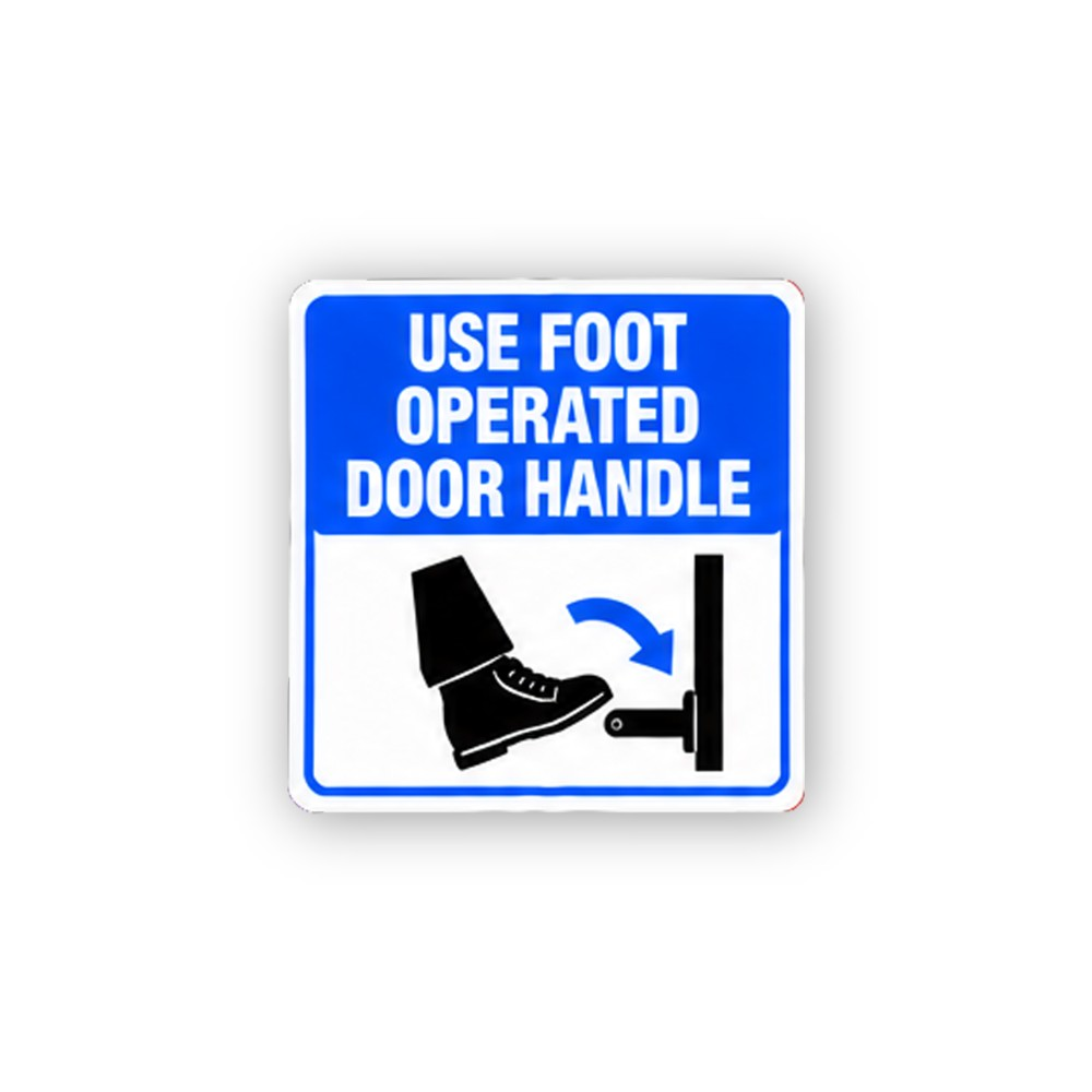 Blue Foot Operated Door Handle Panel Vinyl Decal Stickers