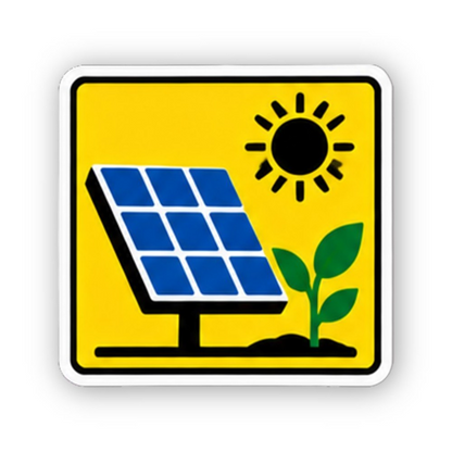 Yellow Solar Panel Sun Green Sprout Square Vinyl Decal Stickers