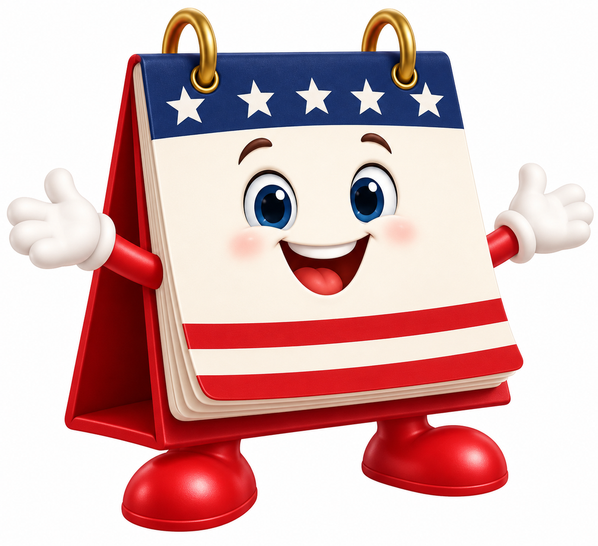 Patriotic Flip Desk Calendar Character Art Vinyl Decal Stickers