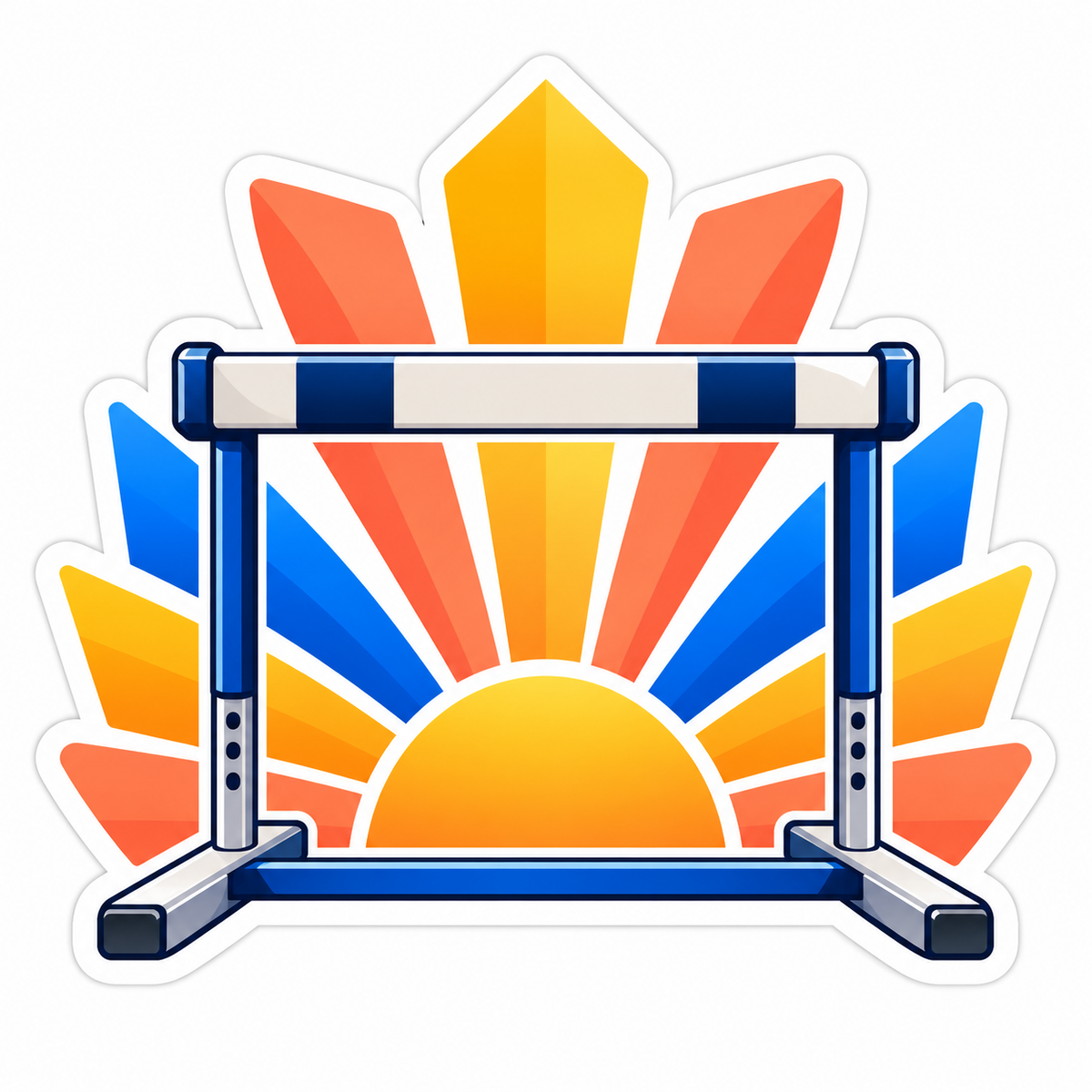 Blue White Hurdle Orange Sunburst Art Vinyl Decal Stickers