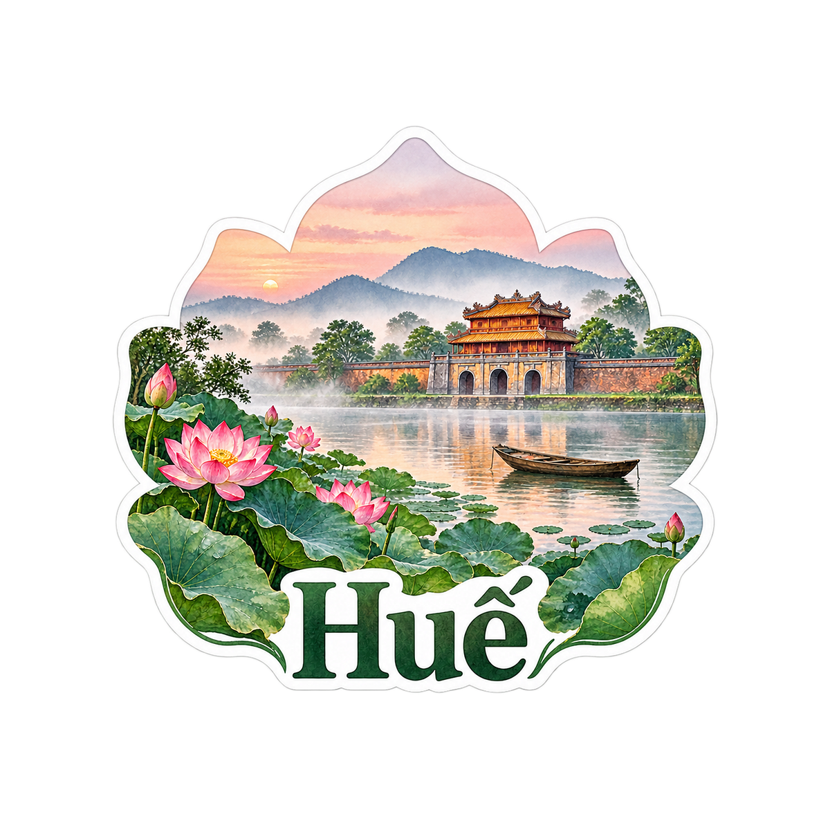 Hue Lotus River Citadel Art Vinyl Decal Stickers