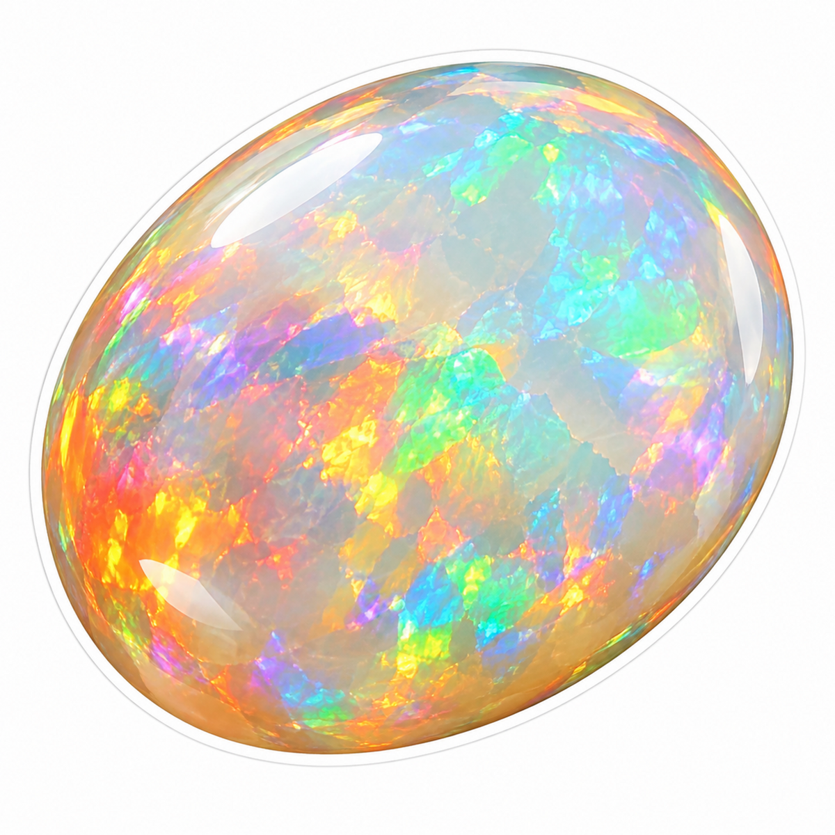 Rainbow Opal Oval Gem Art Vinyl Decal Stickers