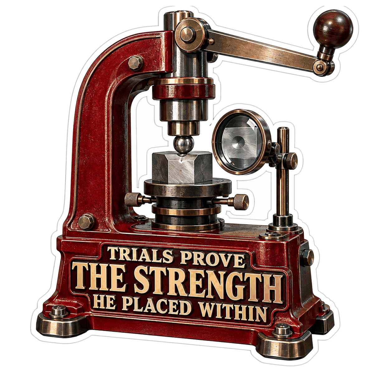 Red Metal Press Strength Quote Art Vinyl Decal Stickers