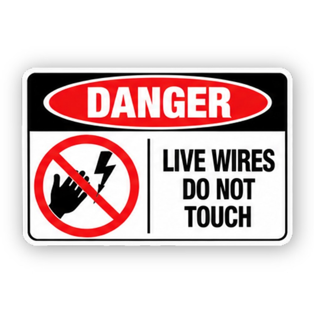 Black Danger Live Wires Crossed Hand Panel Vinyl Decal Stickers