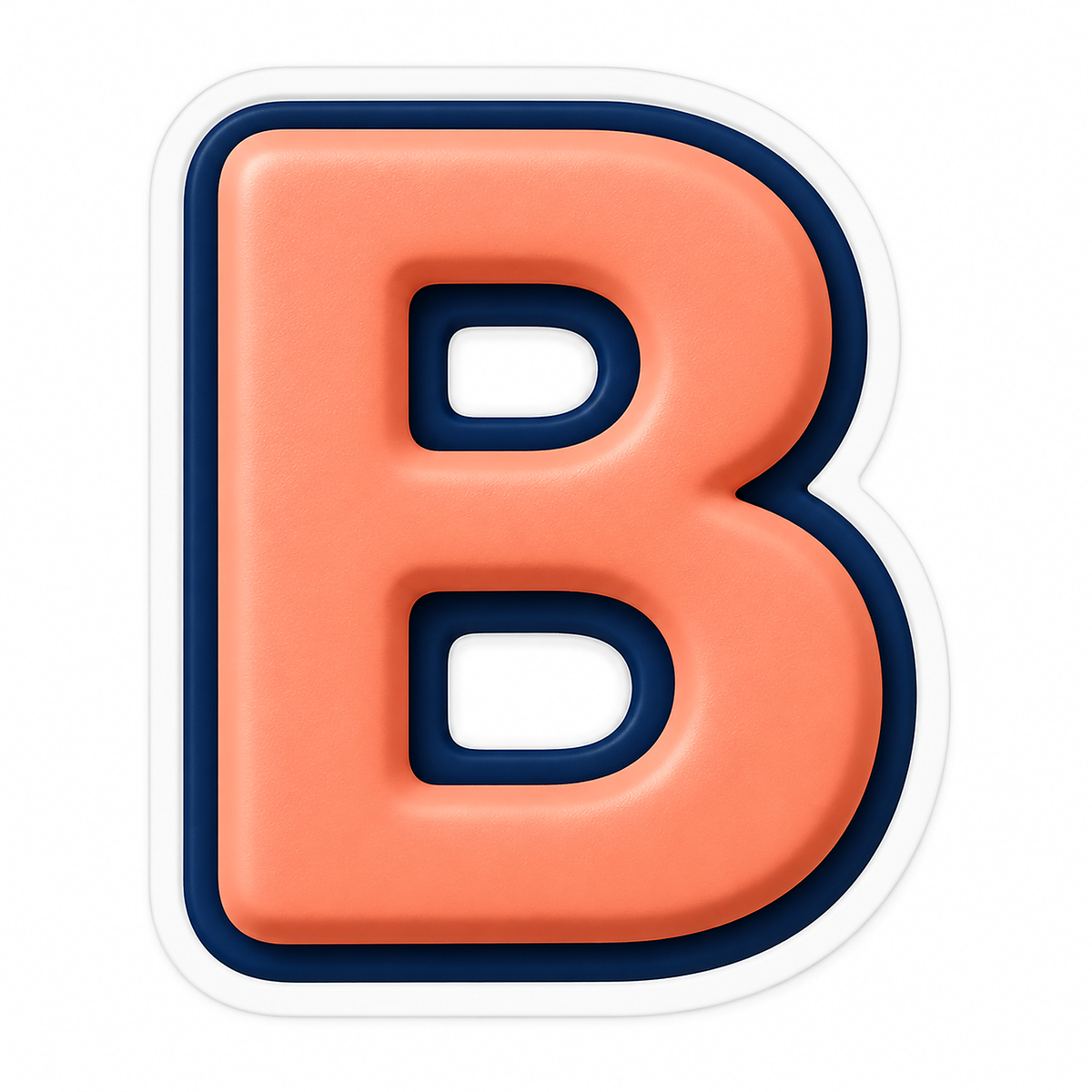 Peach Letter B with Navy Outline Art Vinyl Decal Stickers