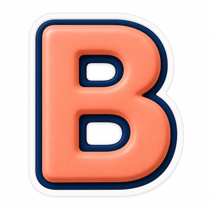 Peach Letter B with Navy Outline Art Vinyl Decal Stickers