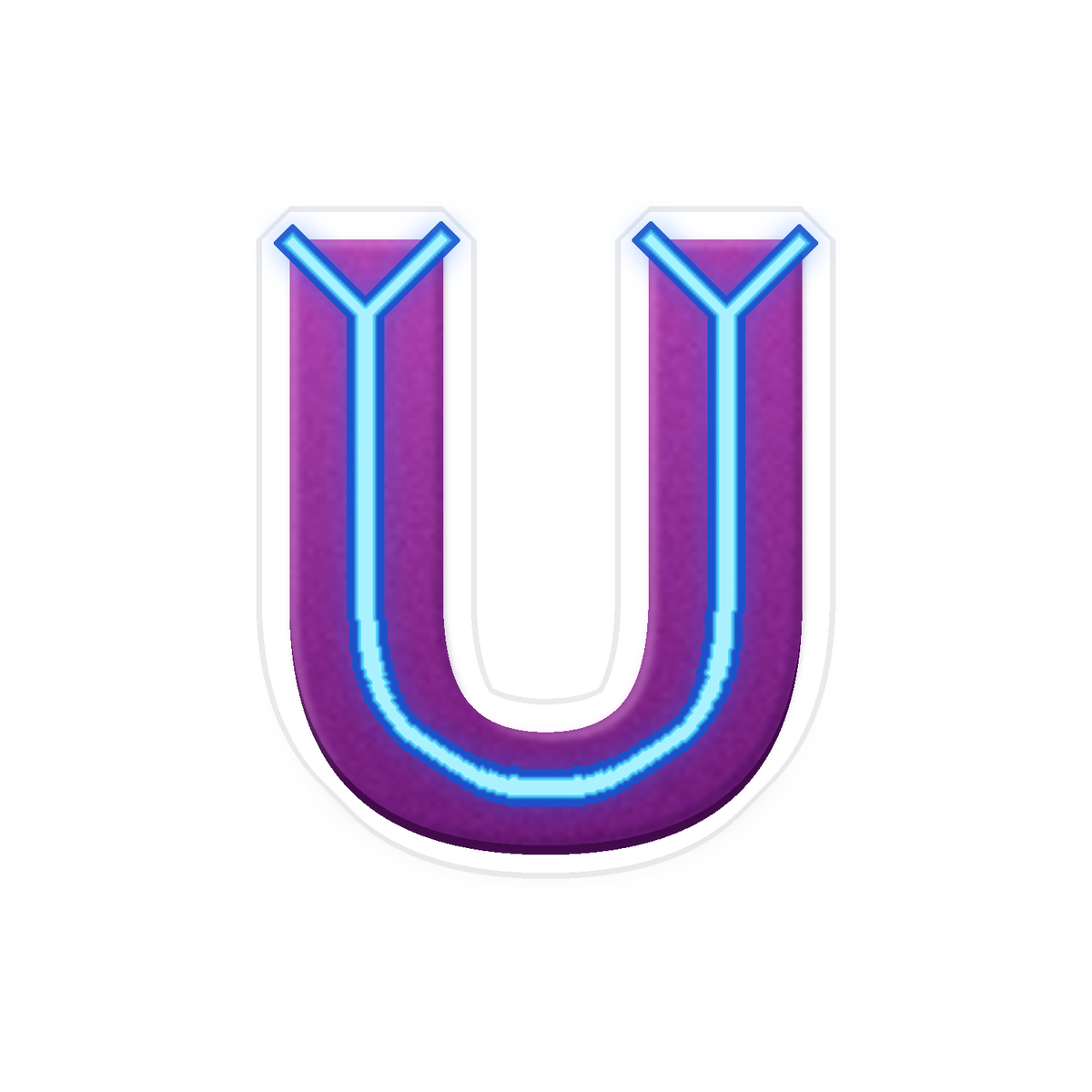 Purple Letter U with Electric Blue Lines Art Vinyl Decal Stickers
