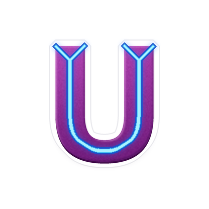 Purple Letter U with Electric Blue Lines Art Vinyl Decal Stickers