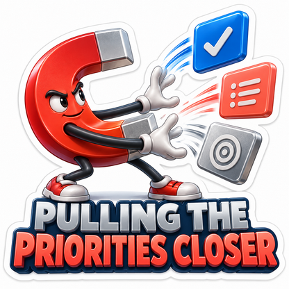 Red Magnet Character Pulling Colorful Task Tiles Vinyl Decal Stickers