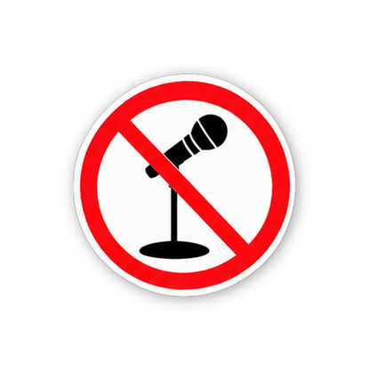 Red Crossed Tilted Stand Microphone Circle Vinyl Decal Stickers