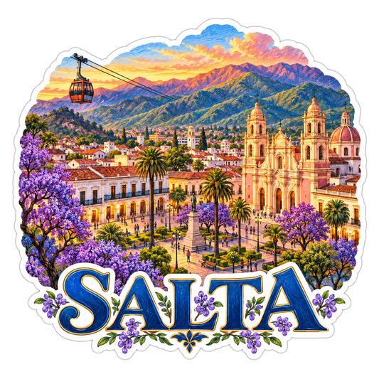 Salta Jacaranda Mountain Square Art Vinyl Decal Stickers