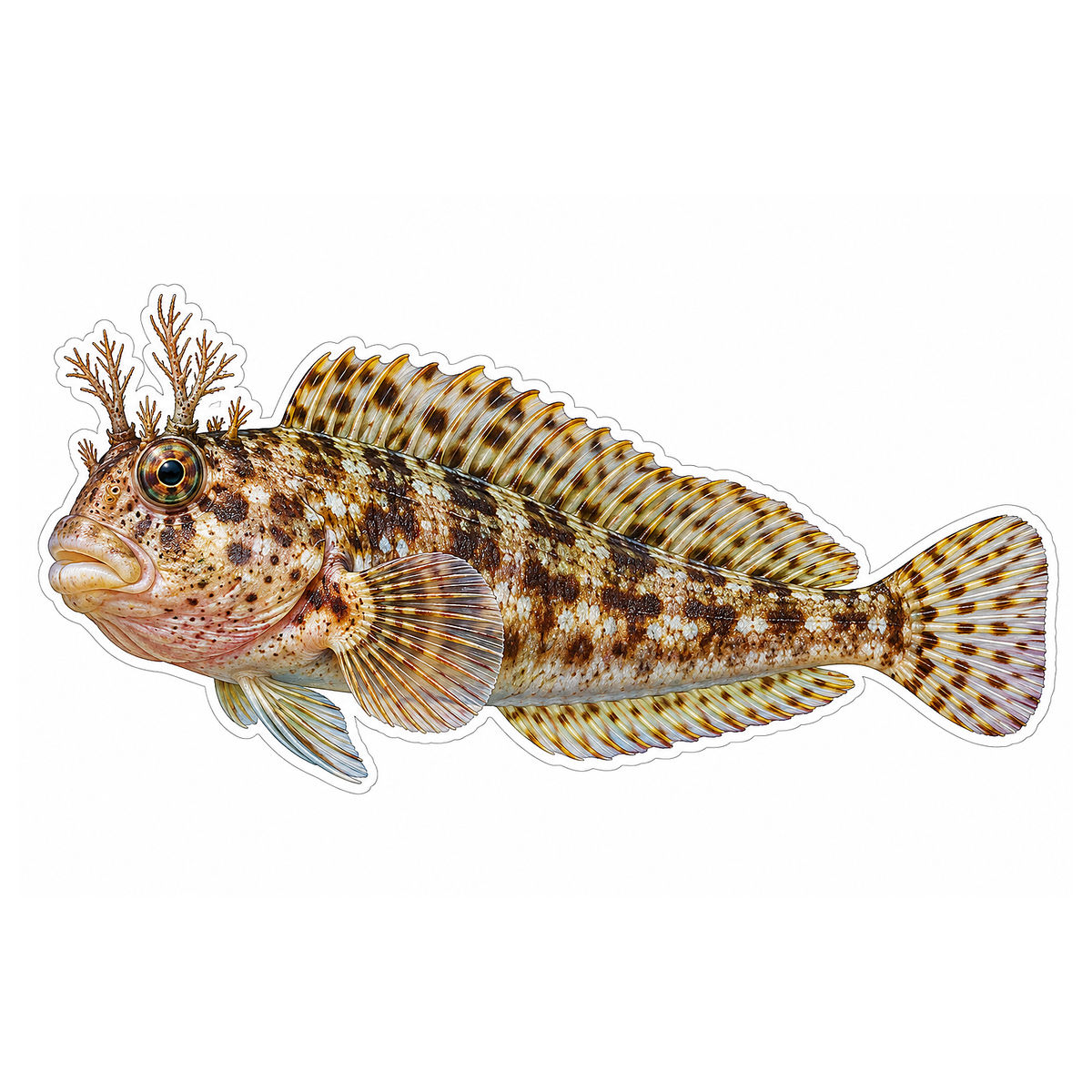 Mottled Blenny with Branching Head Tufts Vinyl Decal Stickers