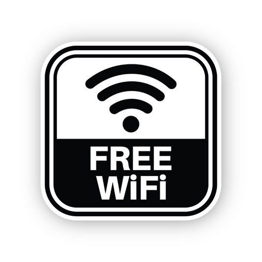 Black Free Wireless Signal Rounded Square Vinyl Decal Stickers