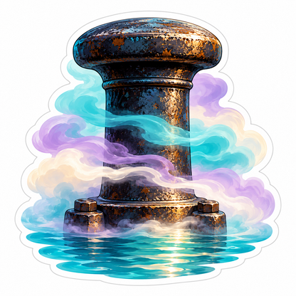Rusty Canal Bollard Pastel Mist Art Vinyl Decal Stickers