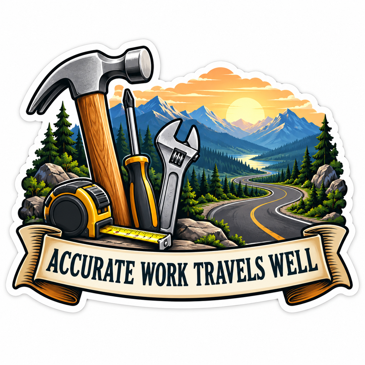 Tools Mountain Road Accurate Work Quote Art Vinyl Decal Stickers