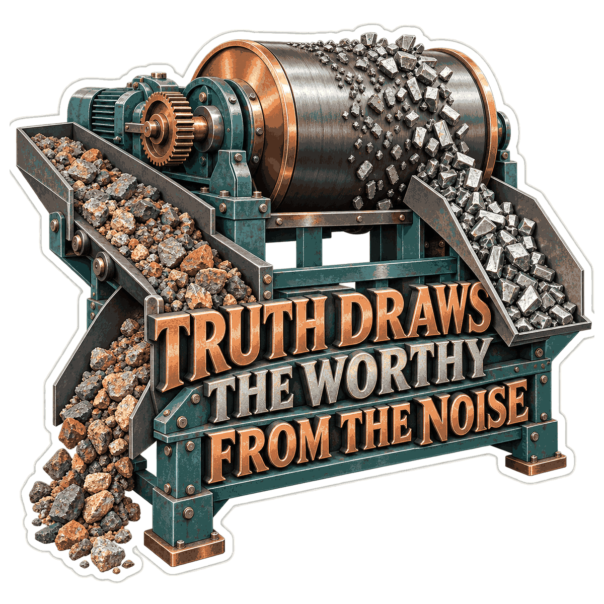 Truth Rotating Drum Sorting Metal Stones Art Vinyl Decal Stickers