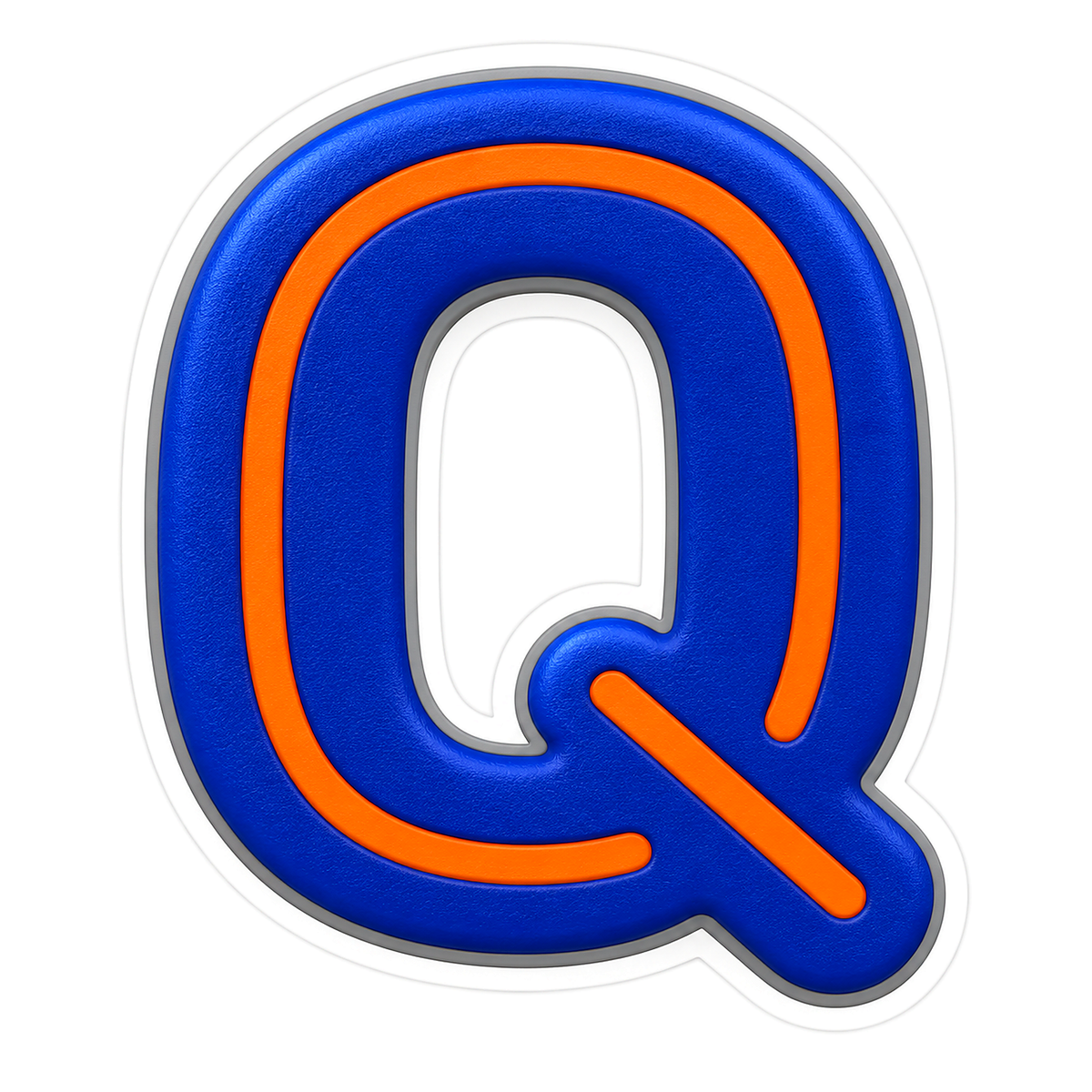 Blue Orange Line Letter Q Art Vinyl Decal Stickers
