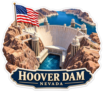 Hoover Dam Nevada USA Flag Vinyl Decal Stickers