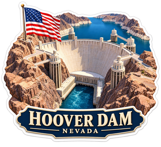 Hoover Dam Nevada USA Flag Vinyl Decal Stickers