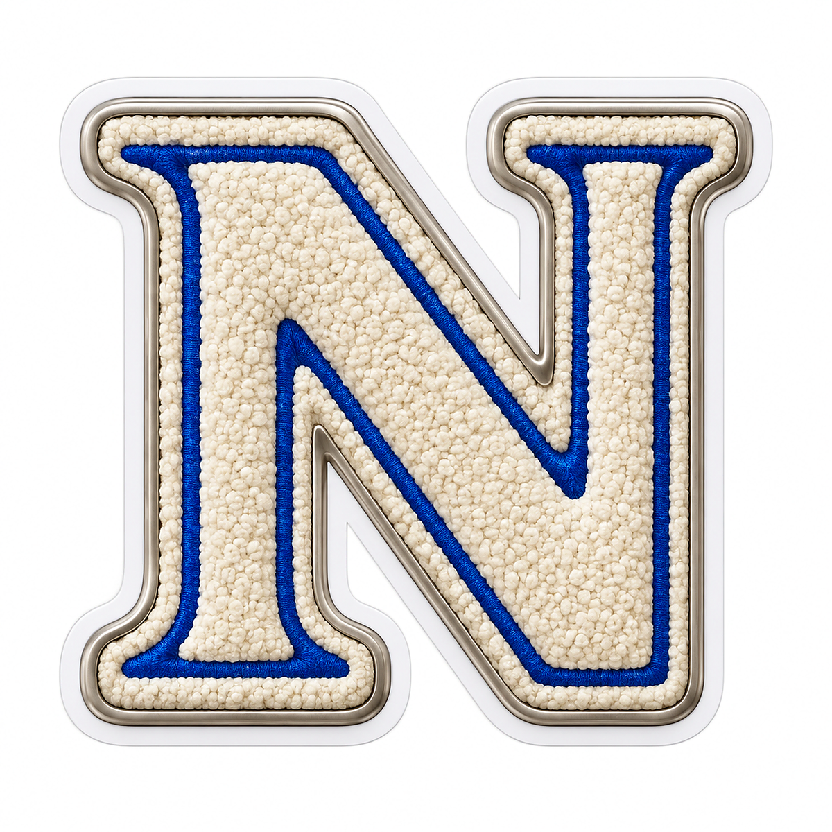 Cream Loop Texture Blue Trim Letter N Vinyl Decal Stickers