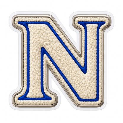 Cream Loop Texture Blue Trim Letter N Vinyl Decal Stickers