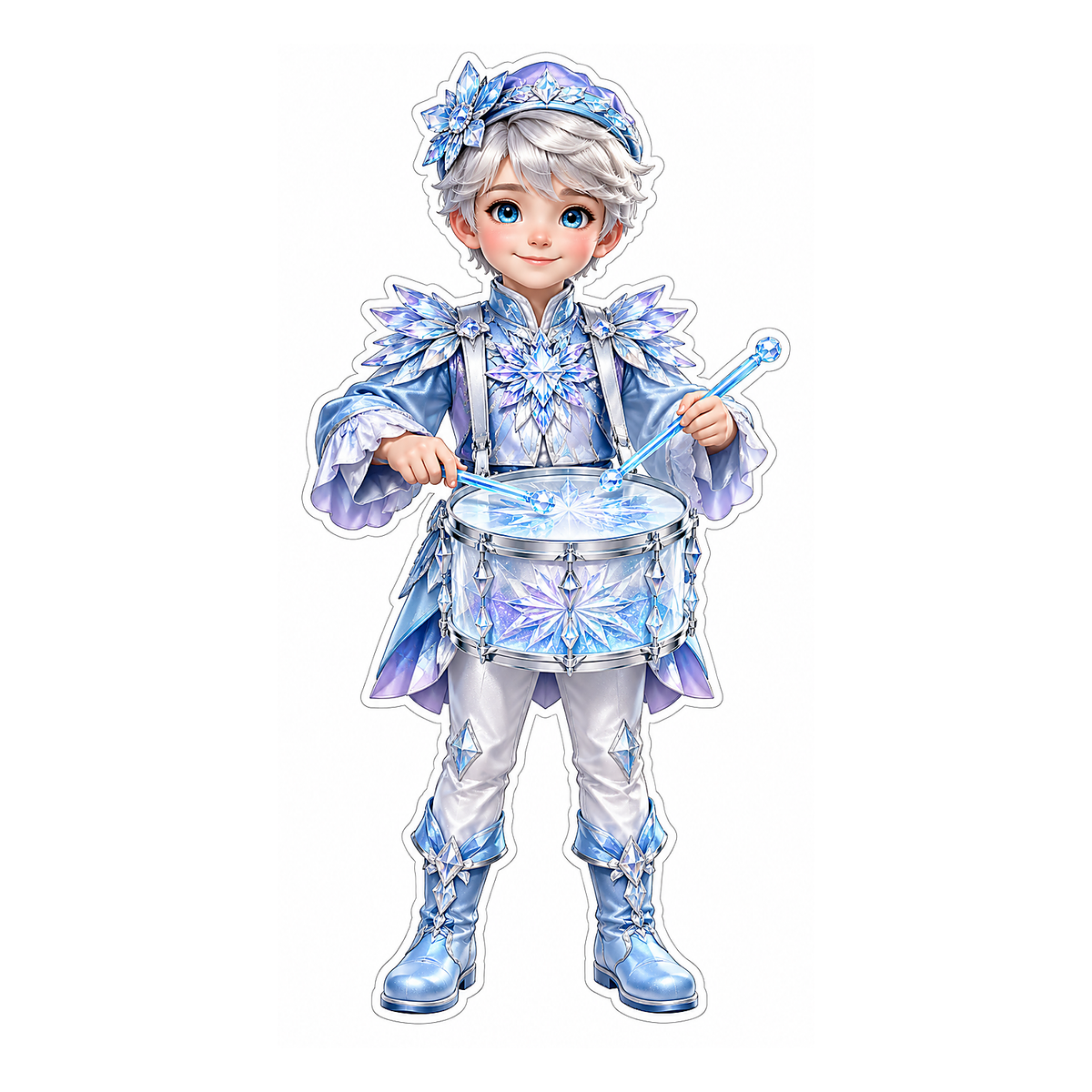 Child Drummer in Icy Blue Outfit Vinyl Decal Stickers